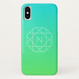 Case-Mate iPhone Case Monogramme géométrique cool Ombre Vert bleu et c