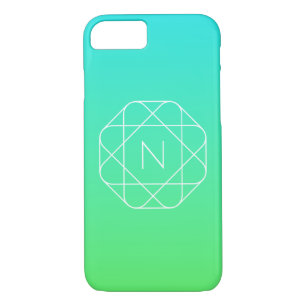 Case-Mate iPhone Case Monogramme géométrique cool Ombre Vert bleu et c