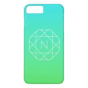 Case-Mate iPhone Case Monogramme géométrique cool   Ombre Vert bleu et c