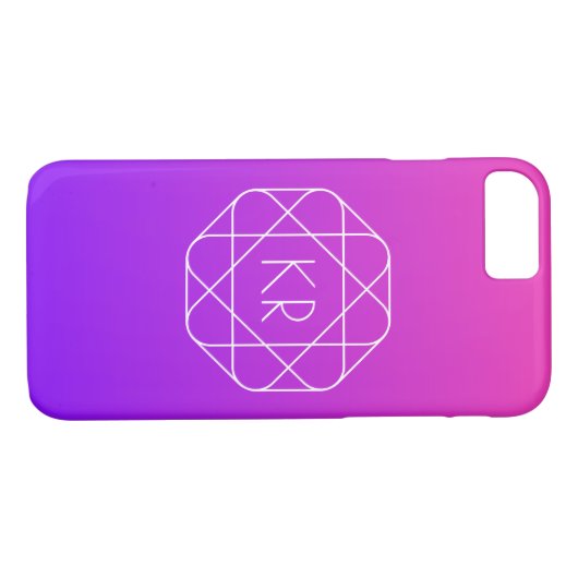 Coques Case-Mate iPhone Monogramme géométrique cool | Violette violette ma (Dos (Horizontal))