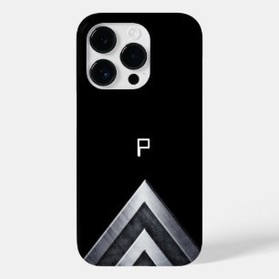 Coque Pour iPhone 14 Pro Monogrammé Géométrique Métal Noir