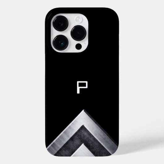 Coques Case-Mate iPhone Monogrammé Géométrique Métal Noir (Verso)