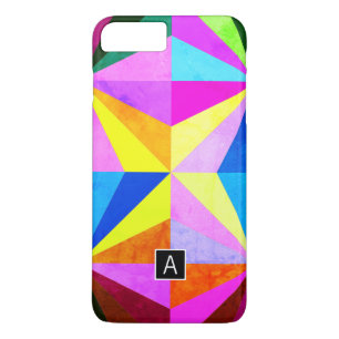 Coque iPhone 8 Plus/7 Plus Monogramme géométrique multicolore moderne coloré