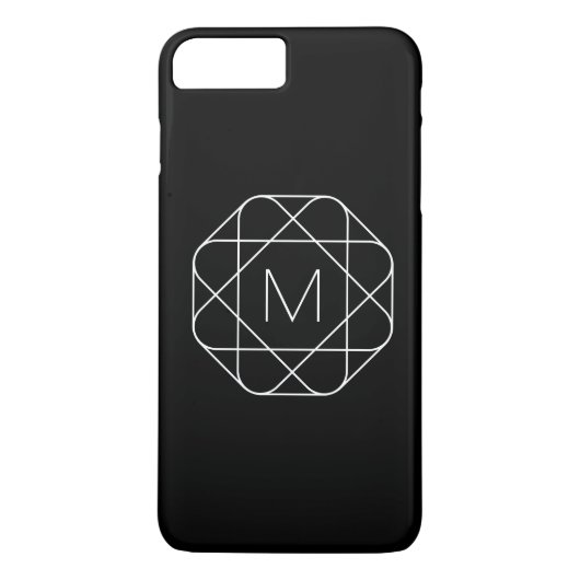 Coques Case-Mate iPhone Monogramme géométrique noir et blanc (Dos)