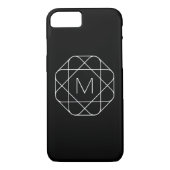 Coques Case-Mate iPhone Monogramme géométrique noir et blanc (Dos)