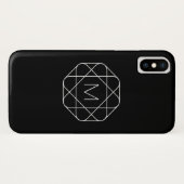 Coques Case-Mate iPhone Monogramme géométrique noir et blanc (Dos (Horizontal))