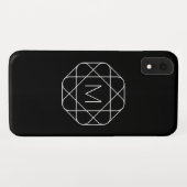 Coques Case-Mate iPhone Monogramme géométrique noir et blanc (Dos (Horizontal))