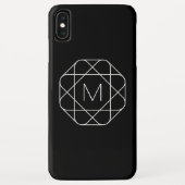 Coques Case-Mate iPhone Monogramme géométrique noir et blanc (Dos)