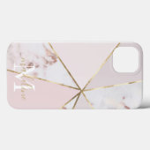 Coques Case-Mate iPhone Monogramme géométrique Rose Gold Blush pour fille  (Verso (horizontal))