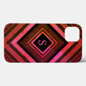 Coques Case-Mate iPhone Monogramme géométrique rose rustique moderne (Verso (horizontal))