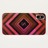 Coques Case-Mate iPhone Monogramme géométrique rose rustique moderne (Dos (Horizontal))