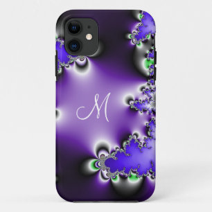 Coque iPhone 11 Monogramme géométrique vintage pourpre de fracta