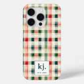 Coques Case-Mate iPhone Monogramme Gingham Vert Émeraude Doux (Verso)
