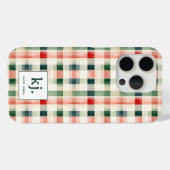 Coques Case-Mate iPhone Monogramme Gingham Vert Émeraude Doux (Verso (horizontal))