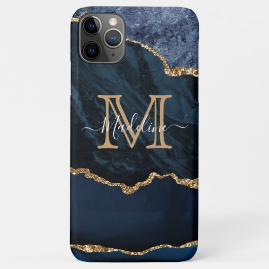Coques Case-Mate iPhone Monogramme Girl Marine Blue Agate Geode (Dos)