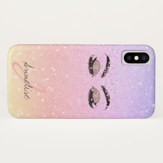 Coques Case-Mate iPhone Monogramme girly parties scintillant iridescente g (Dos (Horizontal))