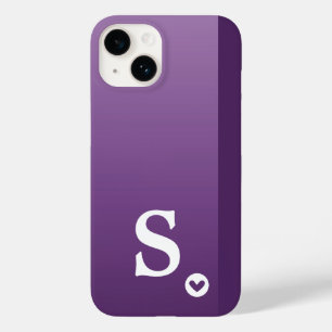 Coque Pour iPhone 14 Monogramme Girly Purple Heart Simple Moderne Chic 