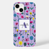 Coques Case-Mate iPhone Monogramme Girly Whimsical Lilac motif floral (Verso)