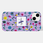 Coques Case-Mate iPhone Monogramme Girly Whimsical Lilac motif floral (Verso (horizontal))