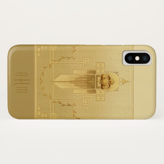 Coques Case-Mate iPhone Monogramme Gold Art déco unique (Dos (Horizontal))