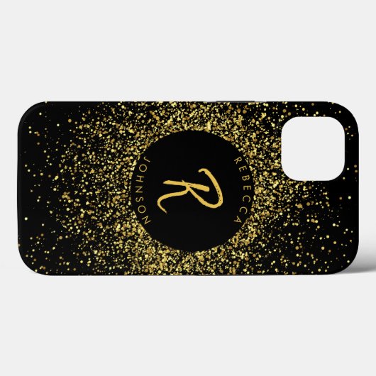 Coques Case-Mate iPhone Monogramme Gold & Black Girl (Verso (horizontal))