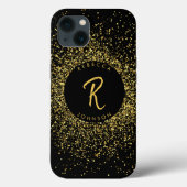 Coques Case-Mate iPhone Monogramme Gold & Black Girl (Verso)