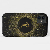 Coques Case-Mate iPhone Monogramme Gold & Black Girl (Dos (Horizontal))