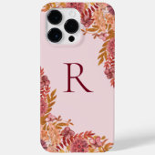 Coques Case-Mate iPhone Monogramme Gold Burgundy Fall Floral (Verso)