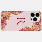 Coques Case-Mate iPhone Monogramme Gold Burgundy Fall Floral (Verso (horizontal))