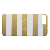 Coques Case-Mate iPhone Monogramme, Gold et White Stripe, (Dos (Horizontal))