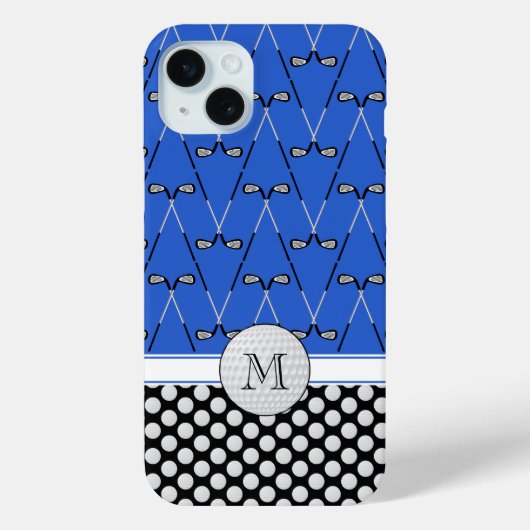 Coques Case-Mate iPhone Monogramme golf motifs bleu noir (Verso)