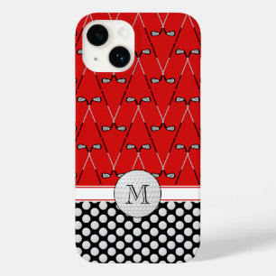Coque Pour iPhone 14 Monogramme golf motifs rouge noir