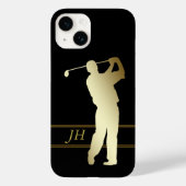 Coques Case-Mate iPhone Monogramme Golfeur Silhouette Or (Verso)