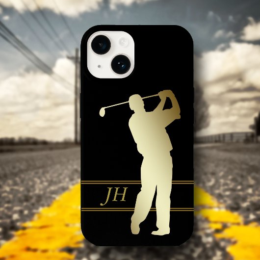 Coques Case-Mate iPhone Monogramme Golfeur Silhouette Or