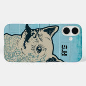 Coques Case-Mate iPhone Monogramme graffiti de Chihuahua avec moustache (Verso (horizontal))