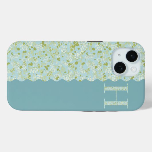Coques Case-Mate iPhone MONOGRAMME GRAND-MILIEU H ACQUA PETITES FLEURS Cas (Verso (horizontal))