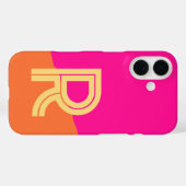 Coques Case-Mate iPhone Monogramme Gras Rose Orange Chaud (Verso (horizontal))