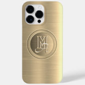 Coques Case-Mate iPhone Monogramme gravé en acier métal d'or (Verso)