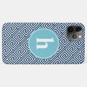 Coques Case-Mate iPhone Monogramme grec bleu de motif principal (Dos (Horizontal))