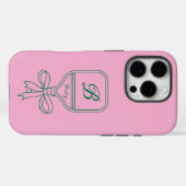 Coques Case-Mate iPhone Monogramme Green Bow Pickleball Paddle rose (Verso (horizontal))