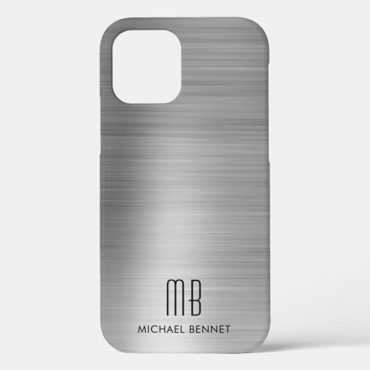 Coques Case-Mate iPhone Monogramme Gris Argent Élégant (Verso)