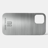 Coques Case-Mate iPhone Monogramme Gris Argent Élégant (Verso (horizontal))