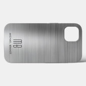 Coques Case-Mate iPhone Monogramme Gris argenté Métal brossé (Verso (horizontal))