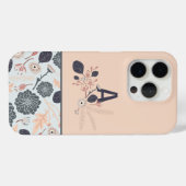 Coques Case-Mate iPhone Monogramme Gris bleu Pêche Floral (Verso (horizontal))
