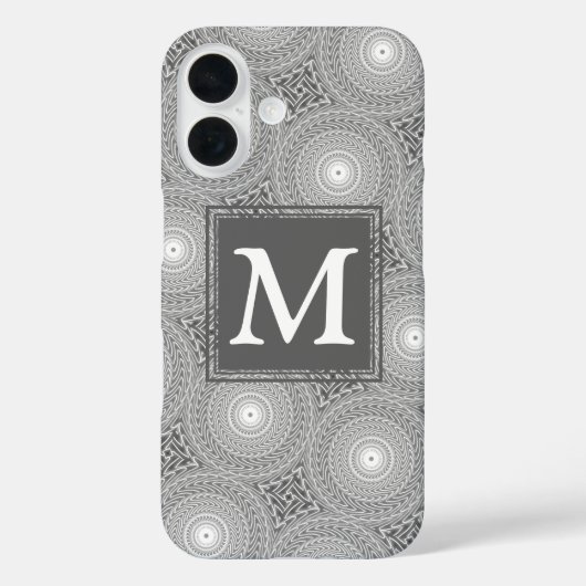 Coques Case-Mate iPhone Monogramme gris cercles motif (Verso)
