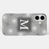 Coques Case-Mate iPhone Monogramme gris cercles motif (Verso (horizontal))