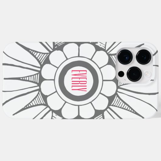 Coques Case-Mate iPhone Monogramme Gris et rose moderne Motif de médaillon (Verso (horizontal))