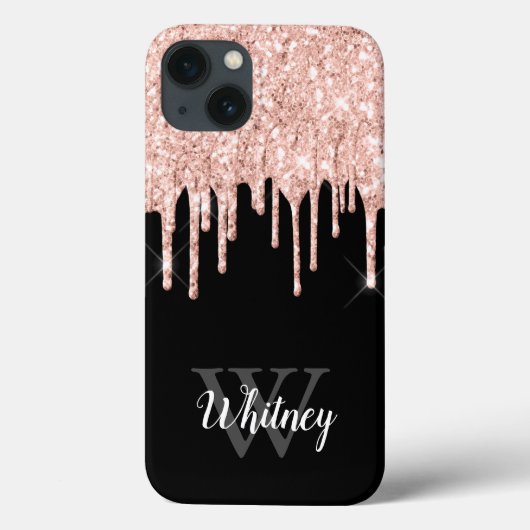 Coques Case-Mate iPhone Monogramme Gris Gris Parties scintillant rose Fill (Verso)