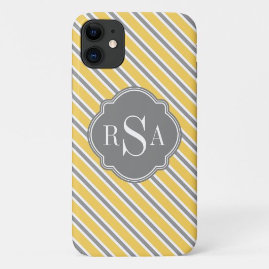 Coques Case-Mate iPhone Monogramme gris jaune blanc Motif (Dos)