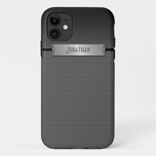 Coques Case-Mate iPhone Monogramme gris masculin de regard de chaîne en (Dos)